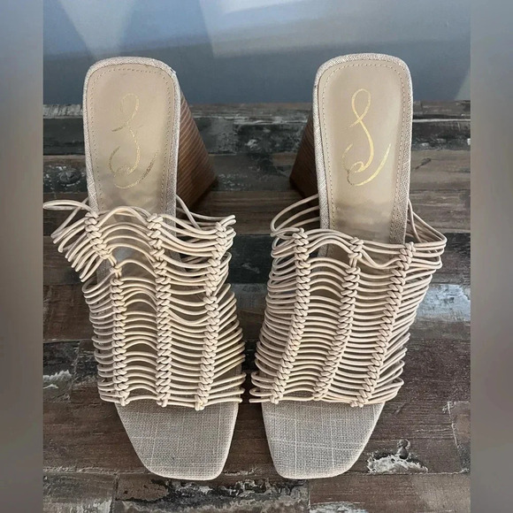Sam Edelman Shoes - Sam Edelman Laurette Strappy Nude Mule Block Heel Women Size 9